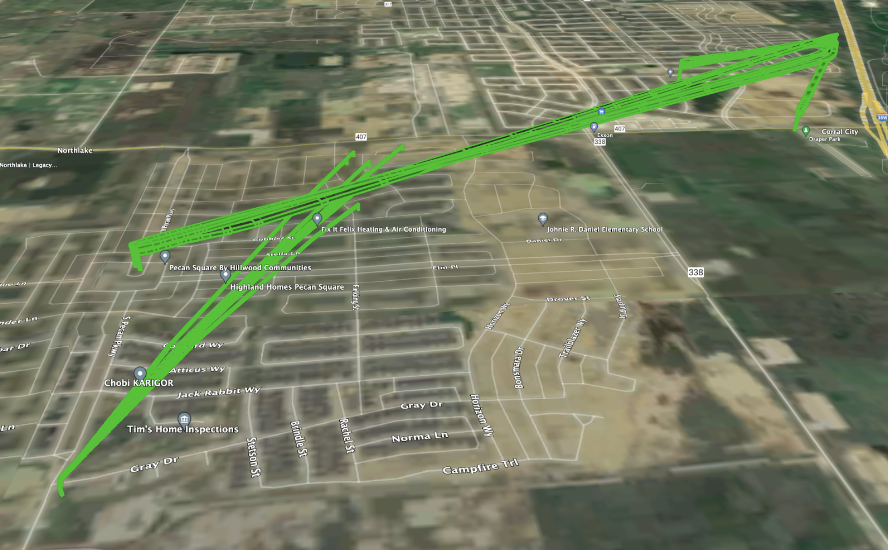 Visualization of overlapping drone operations being coordinated in shared airspace